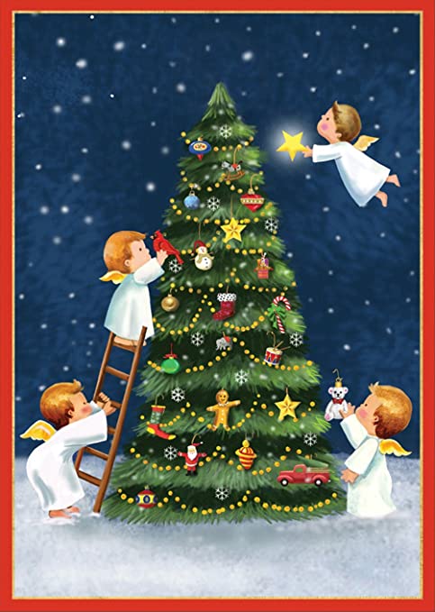 Angeles en arbol de navidad